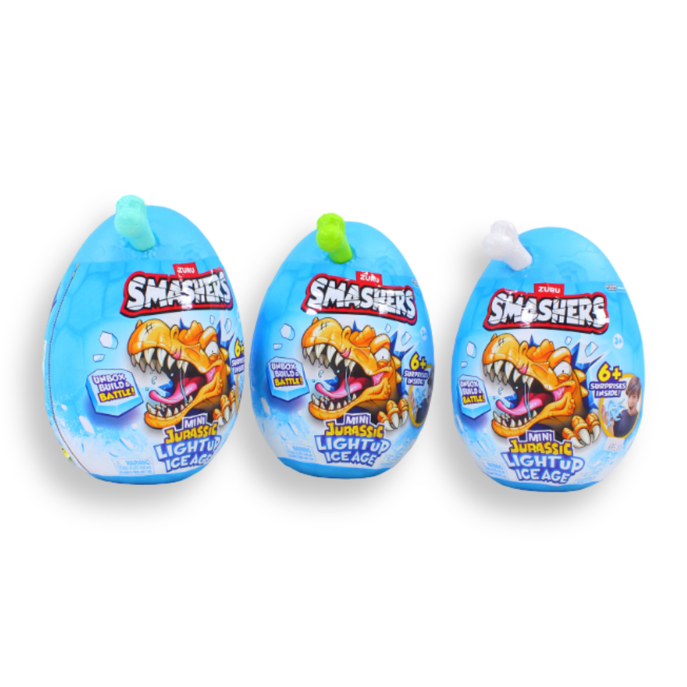 ZURU - SMASHERS - Mini Jurassic Light Up Ice Age Dino Over 6 Surprises