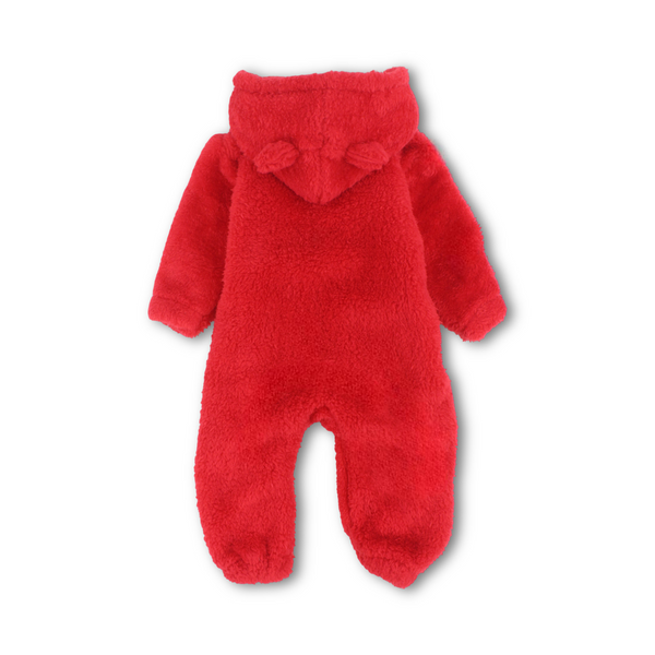 Unisex Baby Fleece Hooded Baby Footie – Red