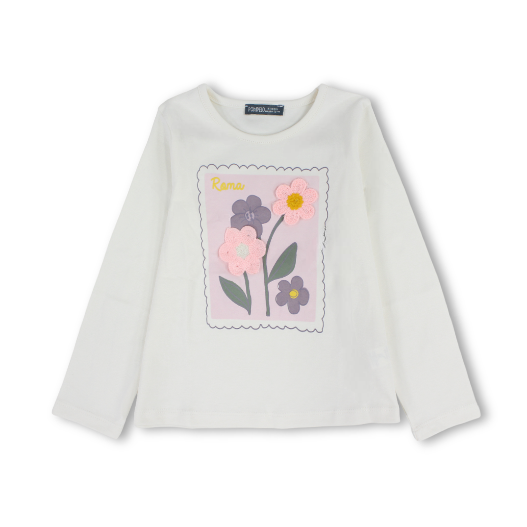 Girls Blouse – Off-White & Pink