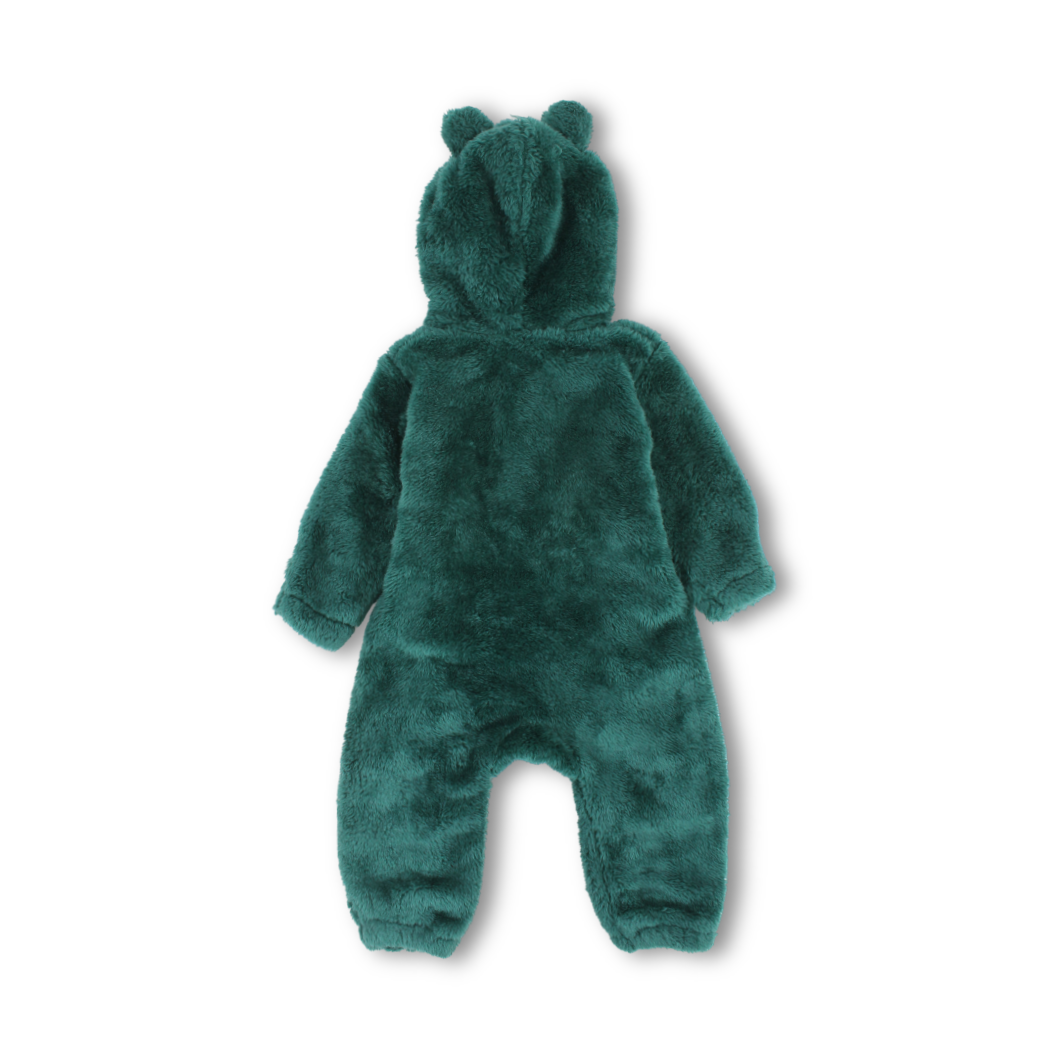 Unisex Baby Fleece Hooded Baby Footie – Dark Green