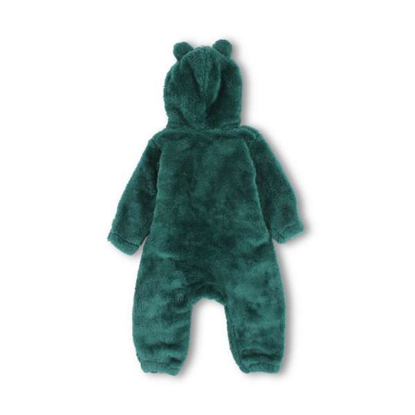 Unisex Baby Fleece Hooded Baby Footie – Dark Green