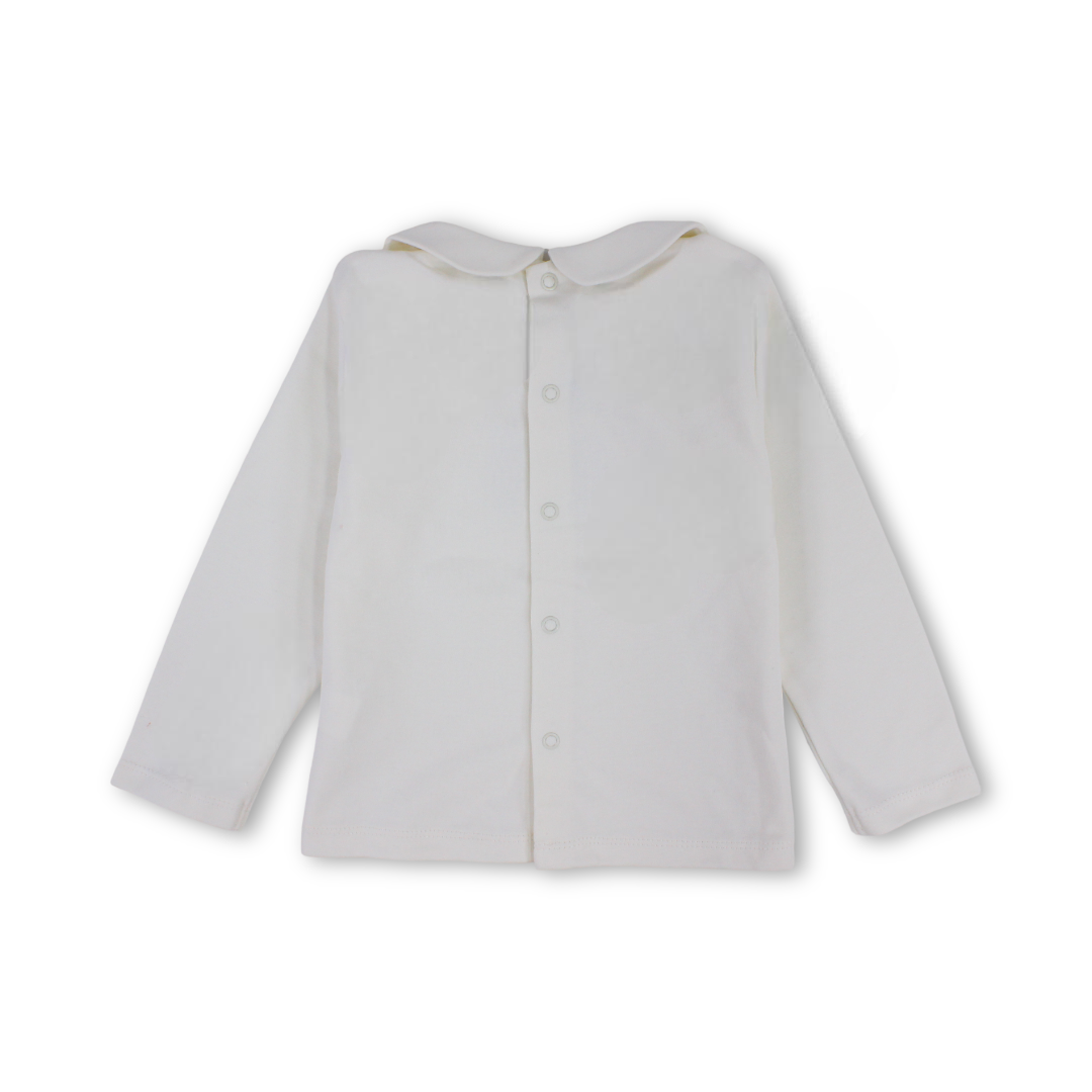 Baby Girls Long-sleeved Blouse – Off-white & Pink