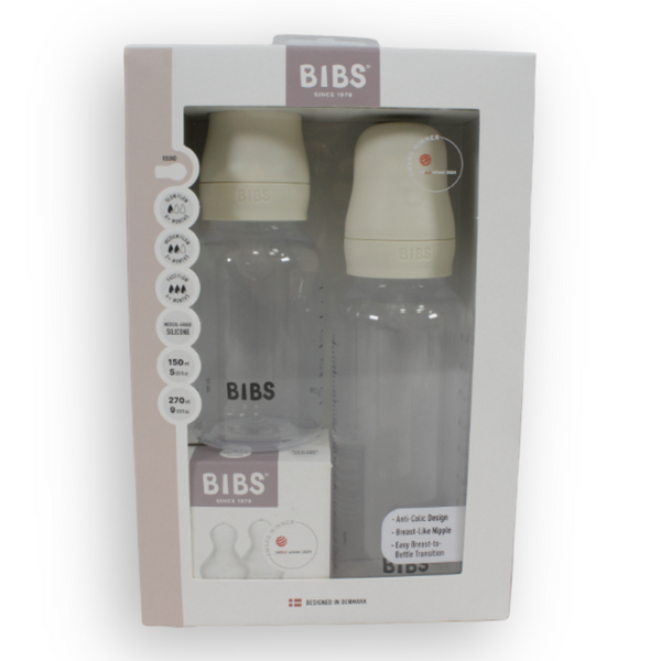 BIBS Grow and Flow Baby Bottle Round Silicone Set 150 ml / 270 ml Ivory