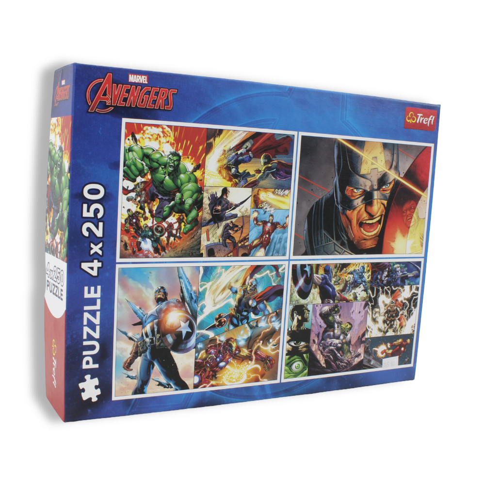Trefl Marvel Avengers: Heroic Days Jigsaw Puzzle Set – 4 x 250 Pcs