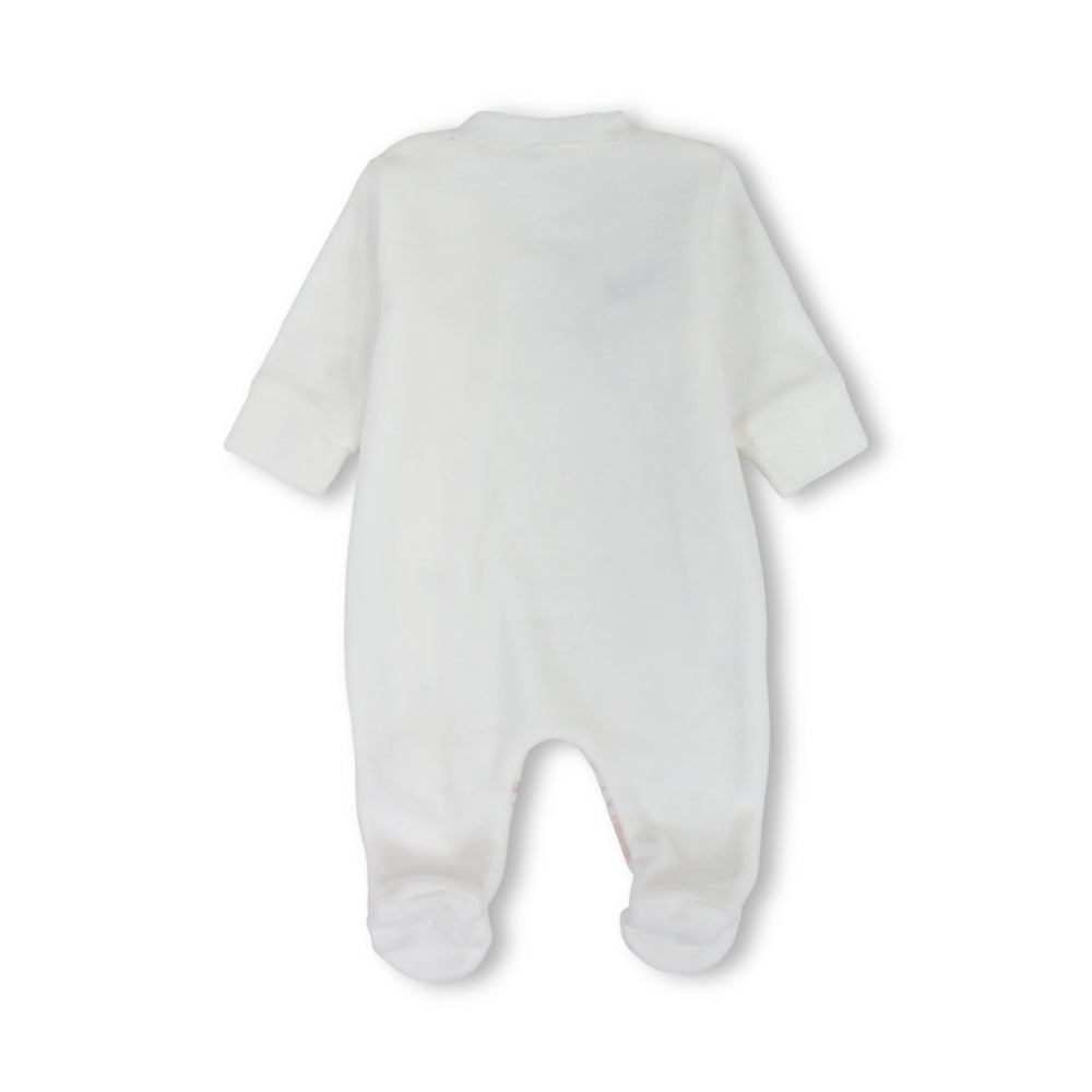 Unisex Baby Cotton Baby Footie – Off-White with Forest Animals Print