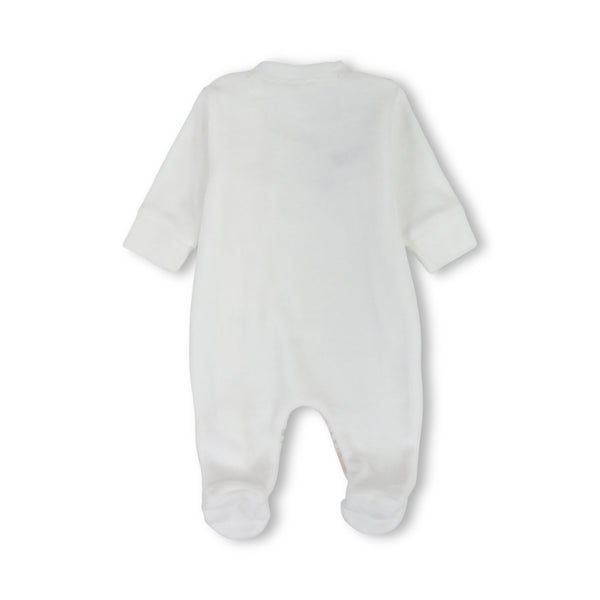Unisex Baby Cotton Baby Footie – Off-White with Forest Animals Print