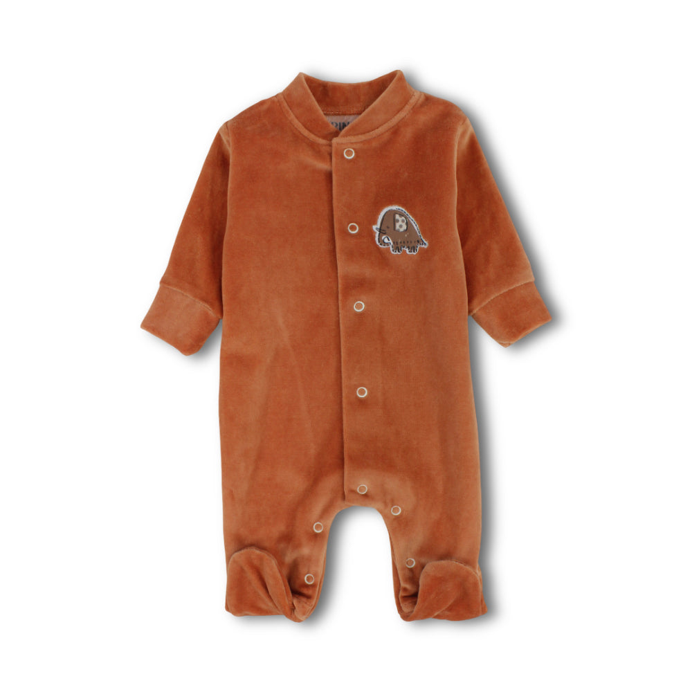 Unisex Baby Cotton Baby Footie – Orange with Elephant Zoo Print