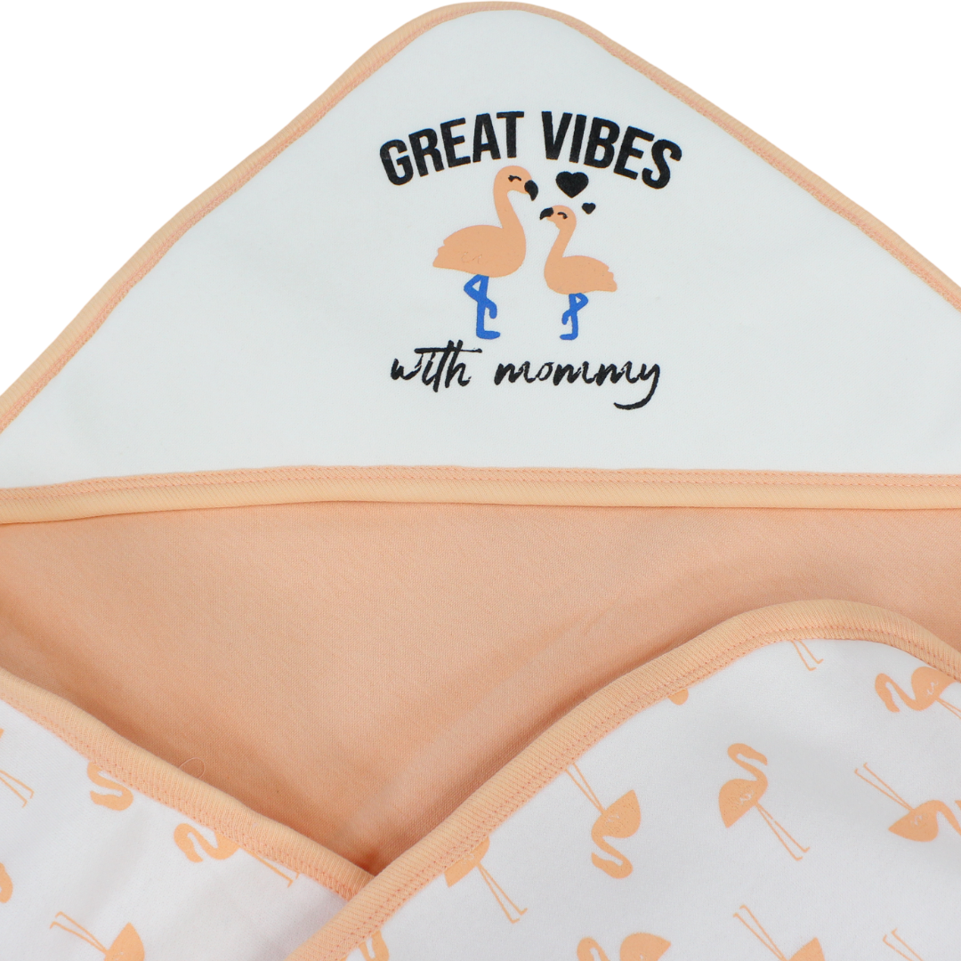 Unisex Baby Blanket – Salmon with Flamingo Print