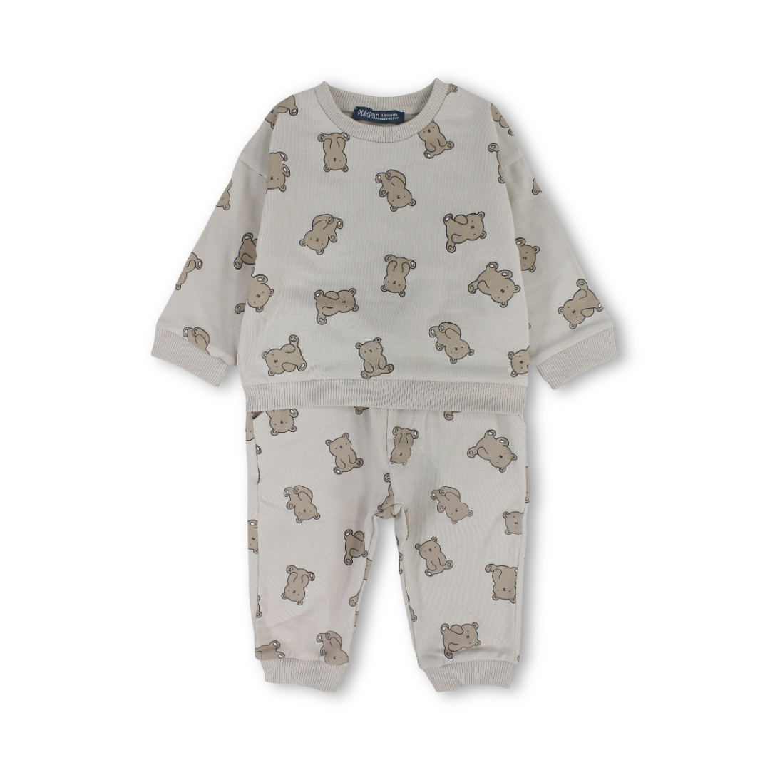 Baby Boys Two-Piece Outfit Set – Baby Blue & Beige