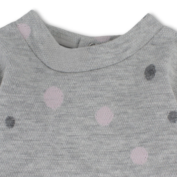 Baby Girls Cotton Long-Sleeved Dress with Bunny & Polka Dot Print