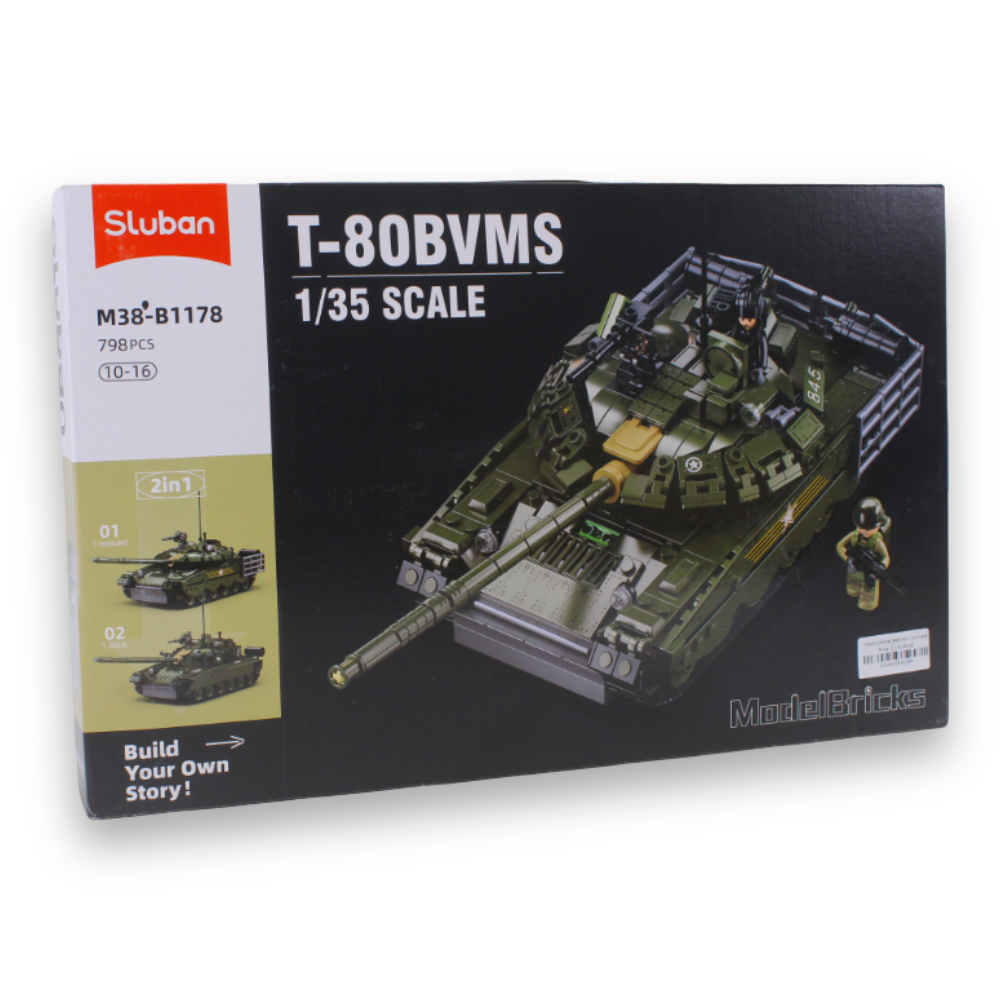 Sluban Model Bricks 1/35 T-80BVMS Main Battle Tank Building Set – 798 Pieces