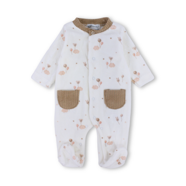Baby Boys Long-sleeved Baby Footie With Collar & Front Pockets