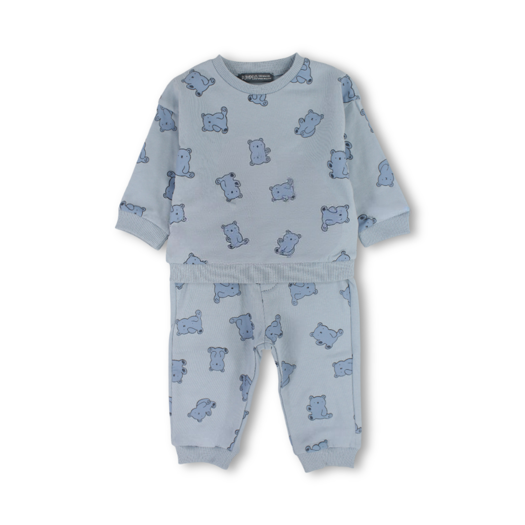 Baby Boys Two-Piece Outfit Set – Baby Blue & Beige