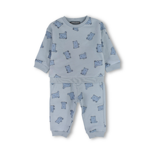 Baby Boys Two-Piece Outfit Set – Baby Blue & Beige