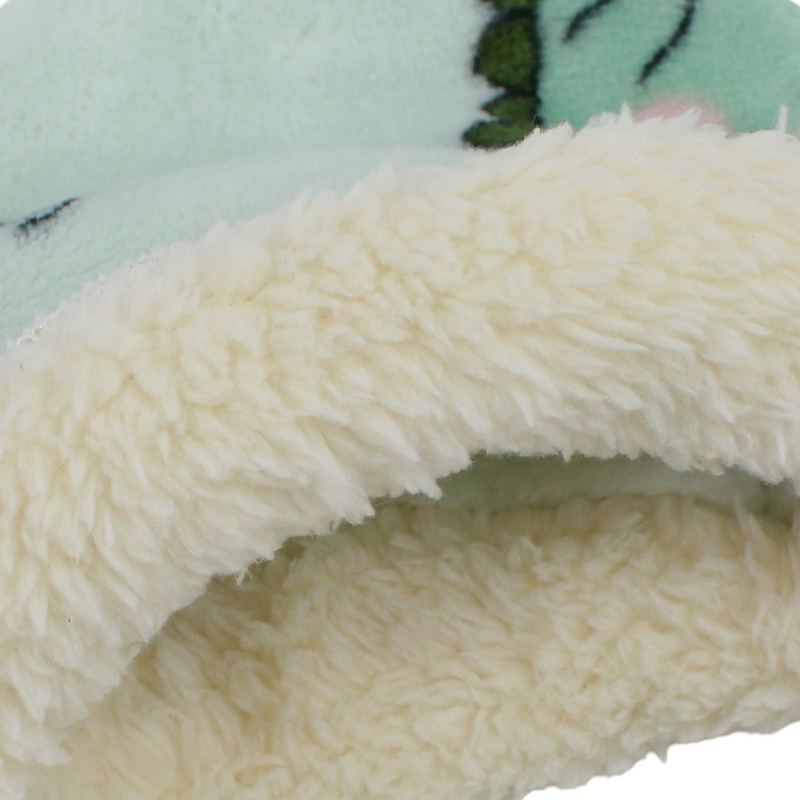 Baby Girls Fleece Beanie – Mint with Lucky Dino Print