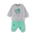 Baby Boys Cotton Long-Sleeved Pajama – Grey with "Wild about you" Print