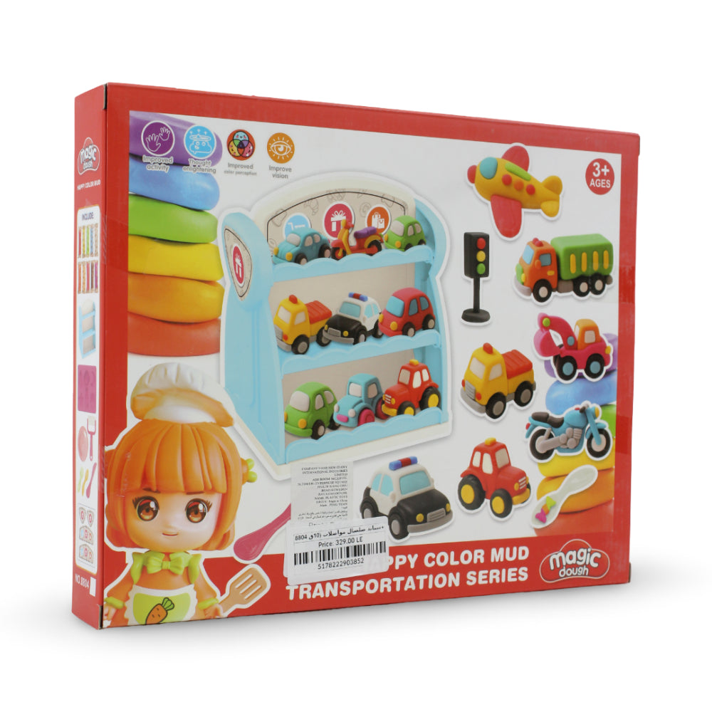 Vehicles Magic Dough Display Stand Set – 10 Pcs with Moulds & Tools