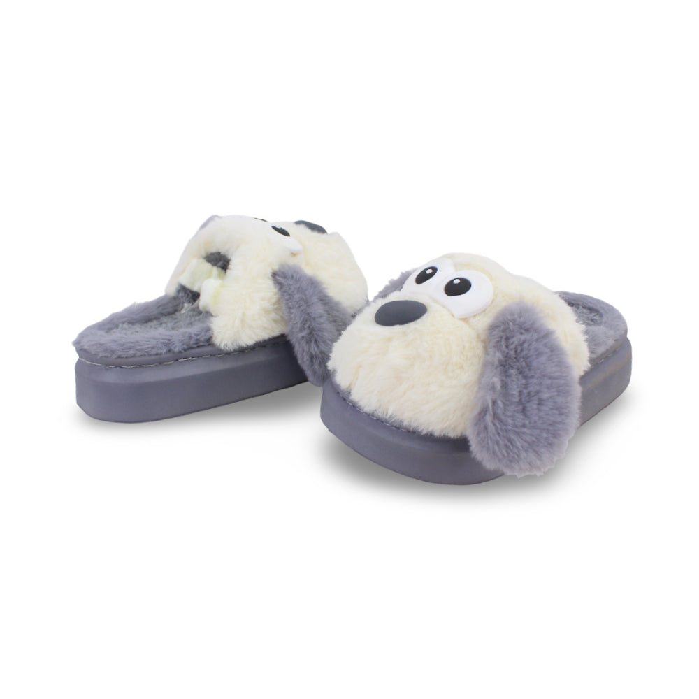 Girls Winter Fur Slippers – Grey