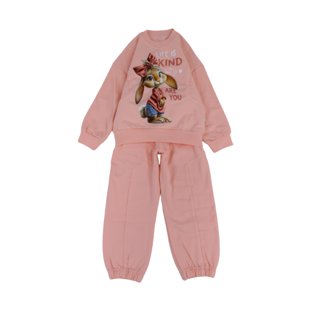 Girls Long-Sleeved Pajama Set with "Life Is Kind" Print
