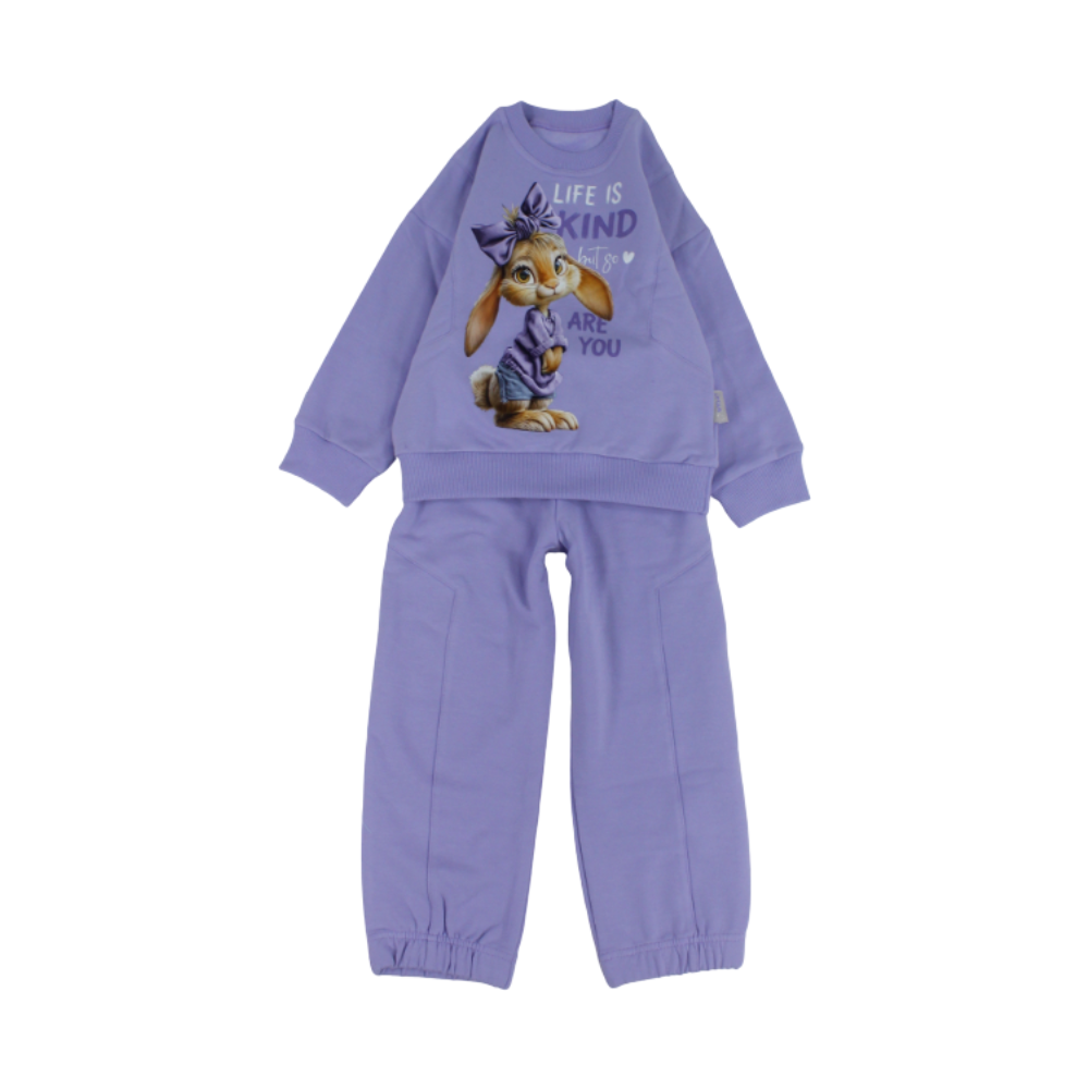 Girls Long-Sleeved Pajama Set with "Life Is Kind" Print