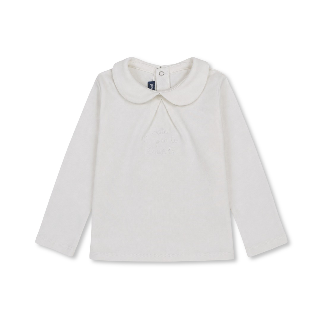 Baby Girls Long-sleeved Blouse – Off-white & Pink