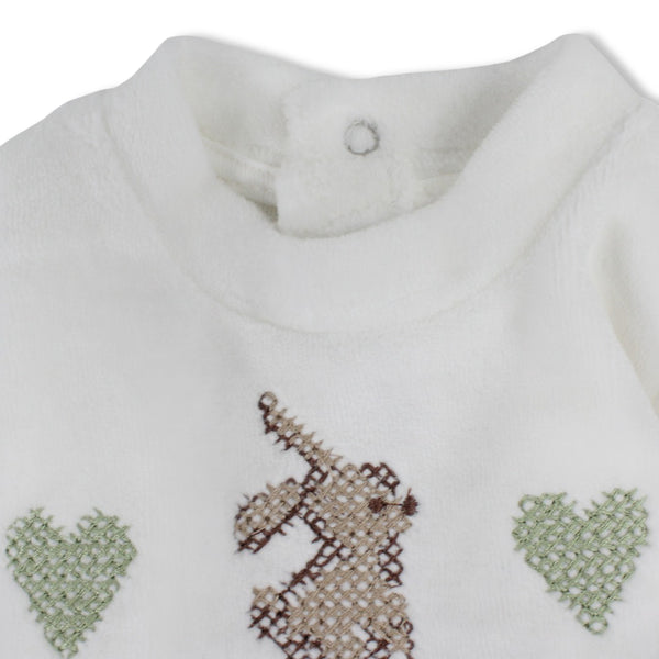 Baby Girls Cotton Long-Sleeved Dress with Bunny & Hearts Detail