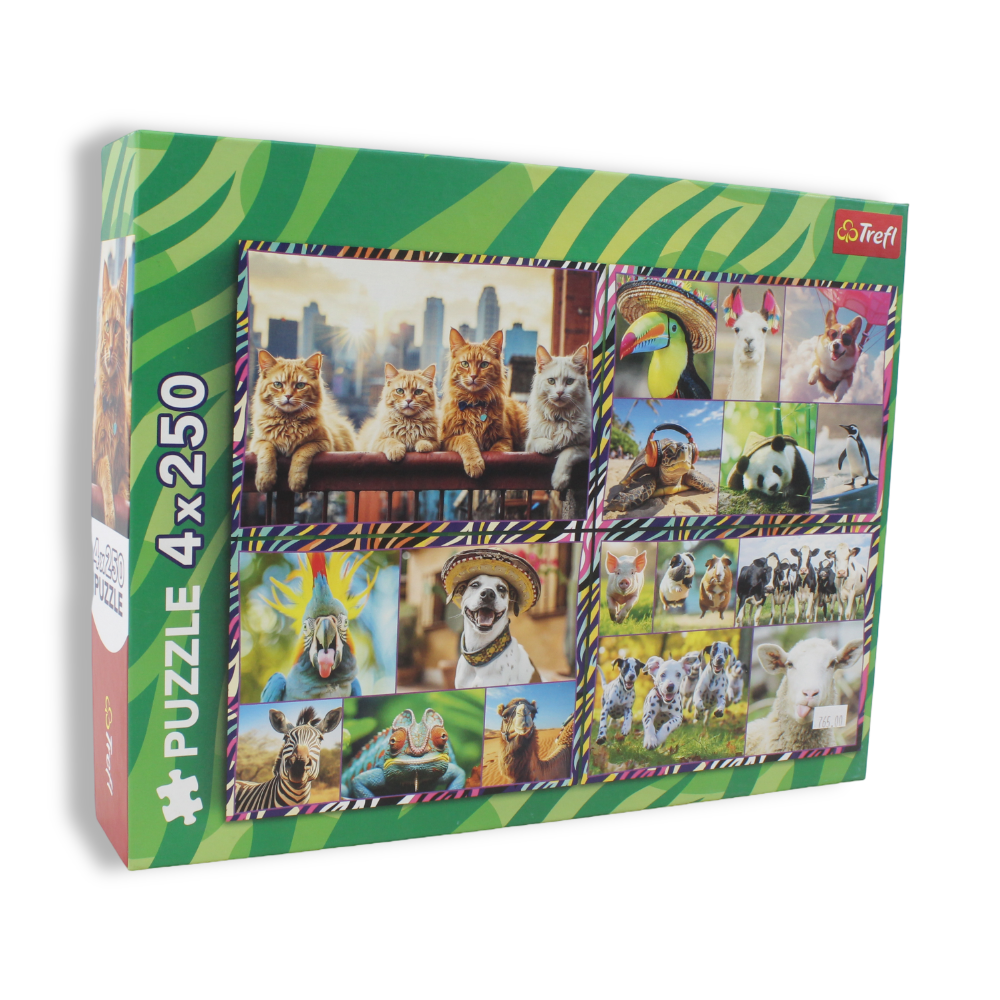 Trefl Funny Animals Jigsaw Puzzle Set – 4 x 250 Pcs