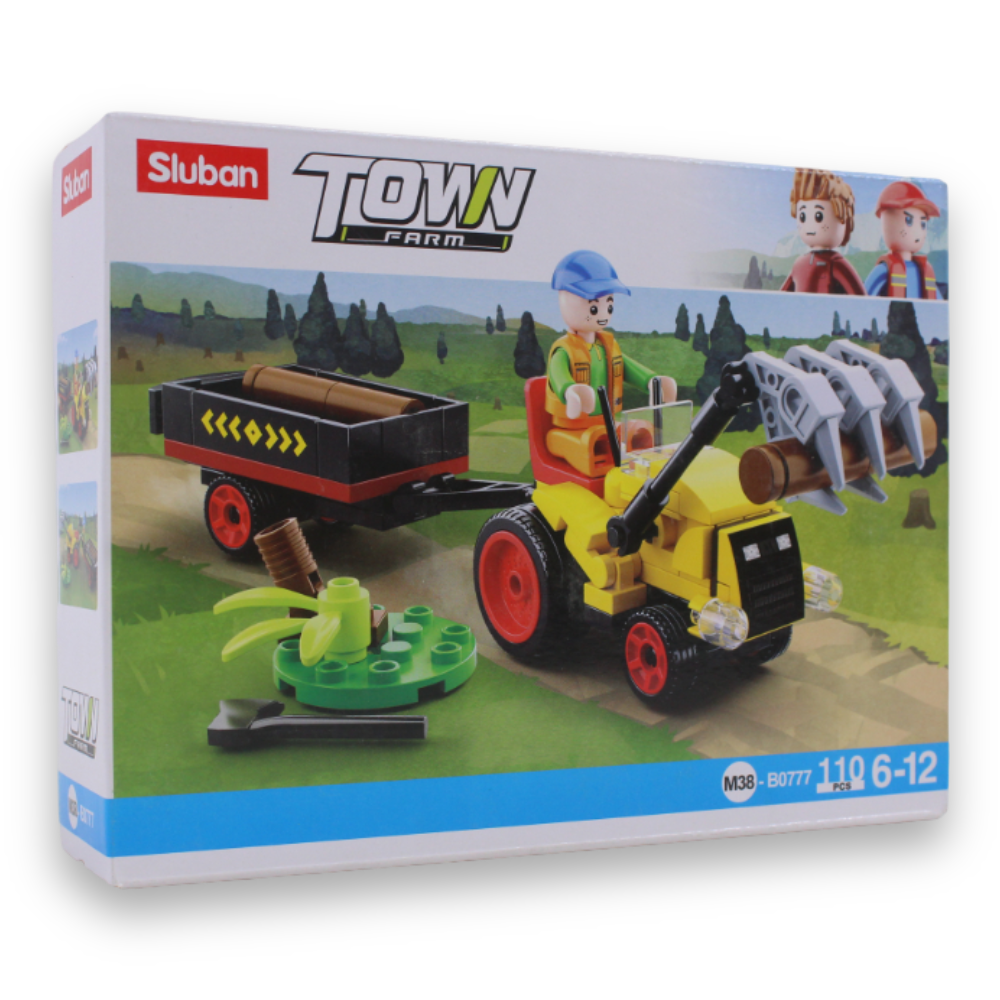 Town Log Trailer Building Set – 110 Pieces