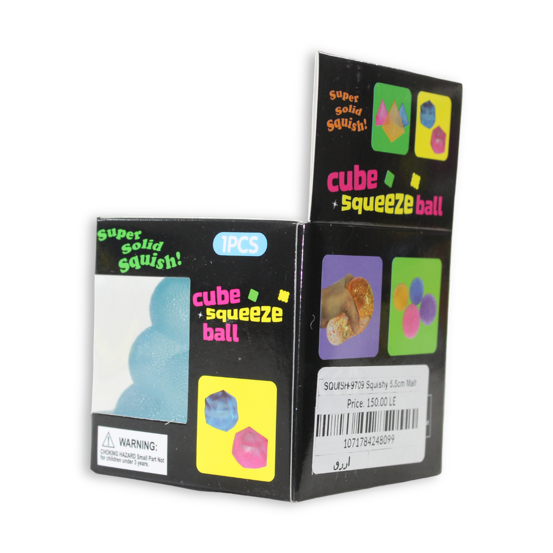 Bingo Frosted Cube Squishy Toy – Blue, 5.5 Cm