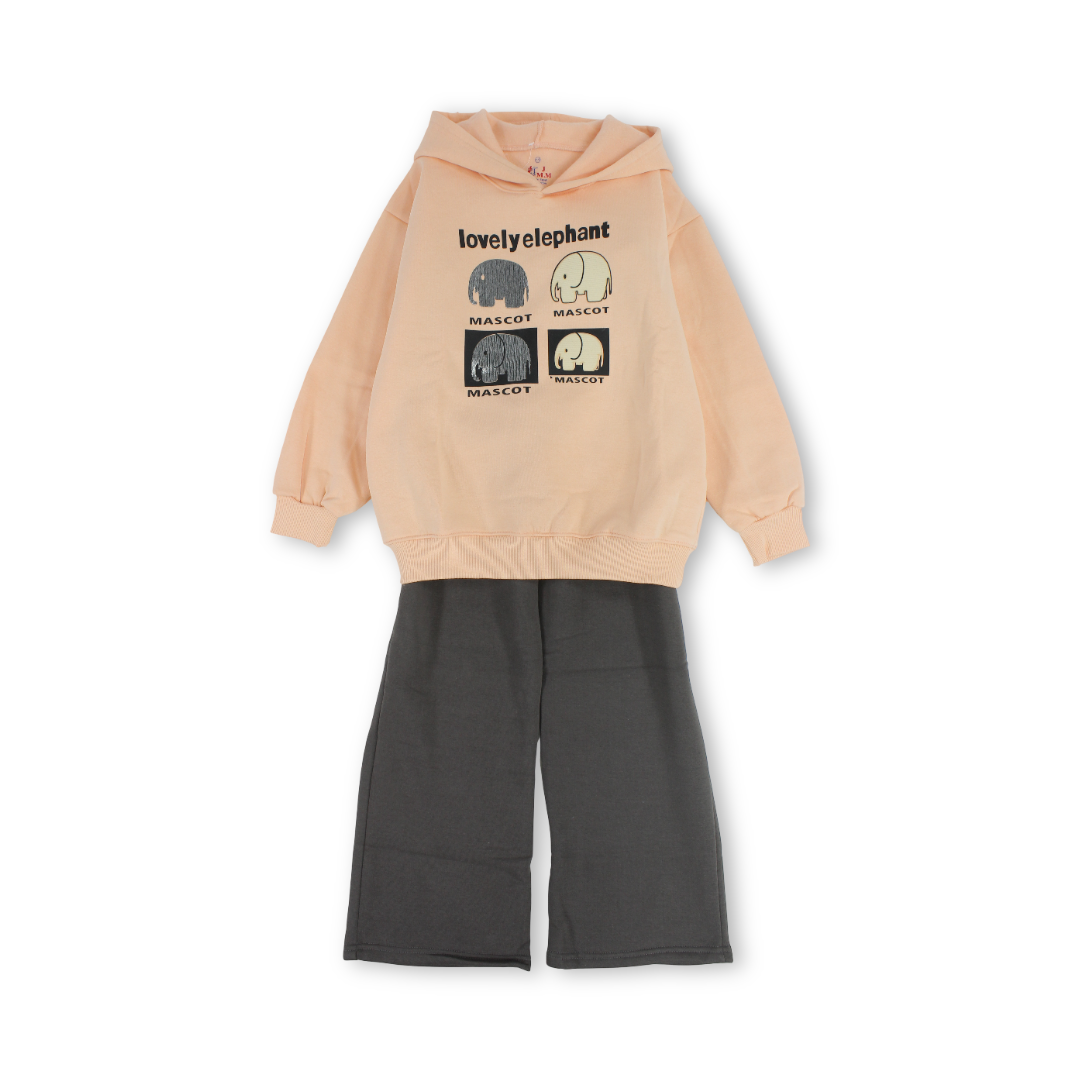 Girls Cotton Long-Sleeved Pajama – Lovely Elephant Print