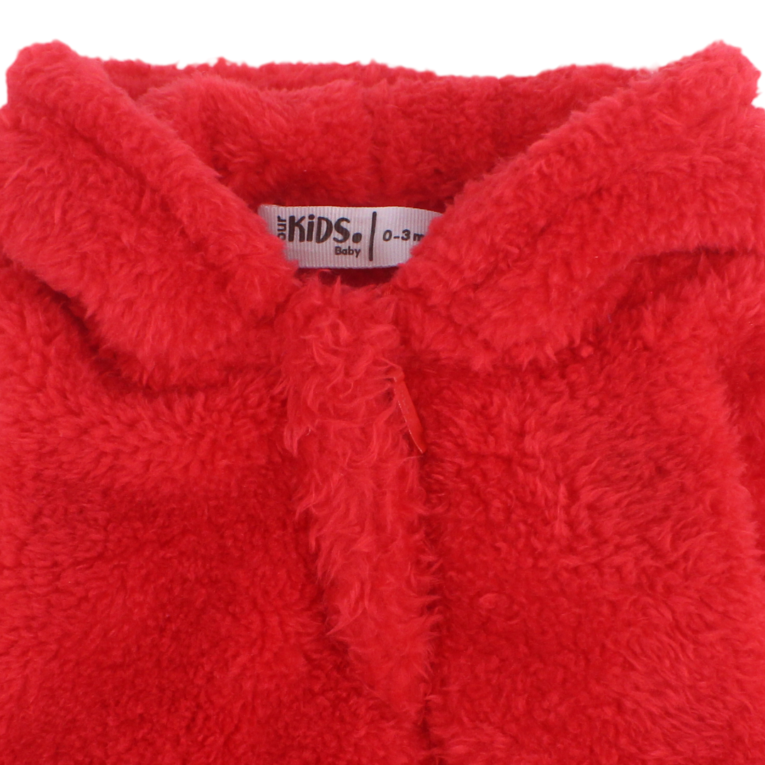 Unisex Baby Fleece Hooded Baby Footie – Red