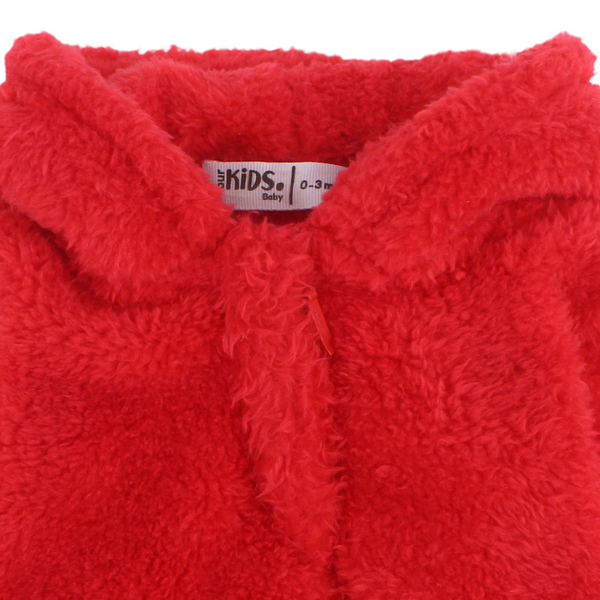 Unisex Baby Fleece Hooded Baby Footie – Red