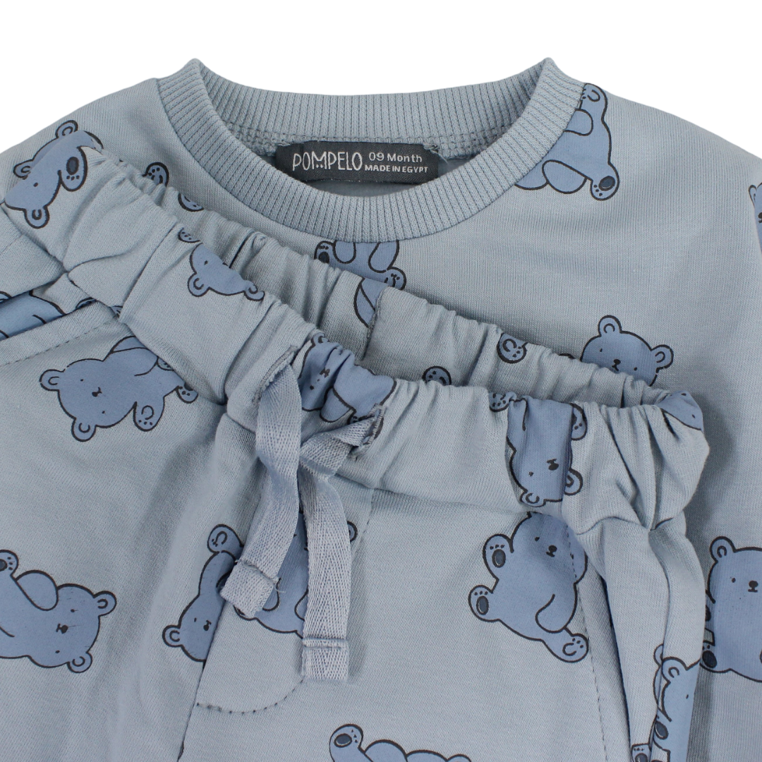 Baby Boys Two-Piece Outfit Set – Baby Blue & Beige