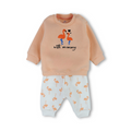 Baby Girls Cotton Long-Sleeved Pajama – Salmon with Flamingo Print