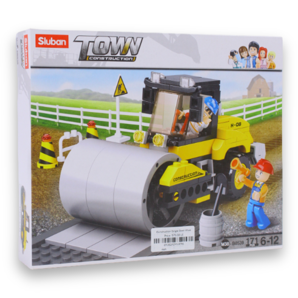 Sluban Construction Single Steel-Wheeled Street Roller Building Set – 171 Pieces
