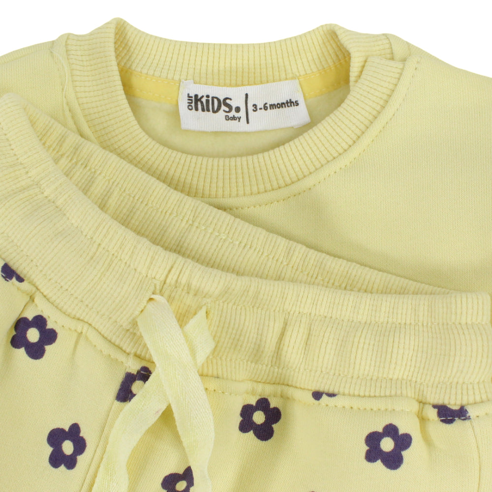 Girls Cotton Long-Sleeved Pajama Set – Yellow with "HOPE" Print