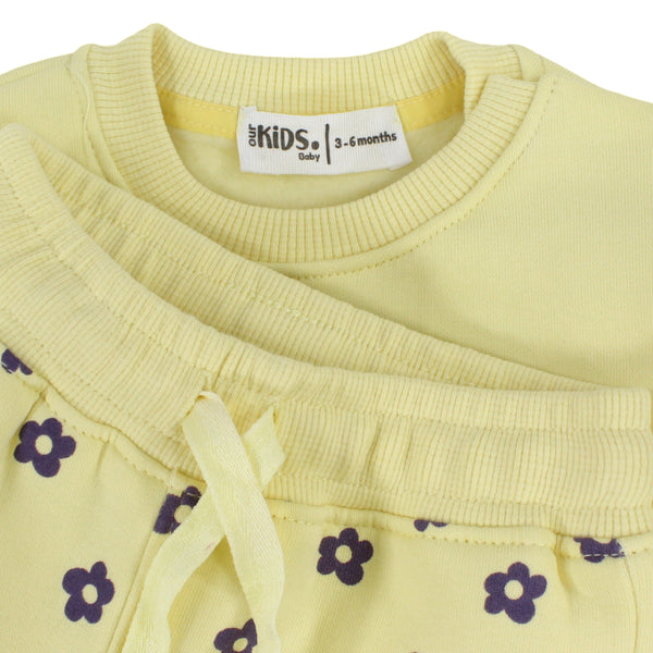 Girls Cotton Long-Sleeved Pajama Set – Yellow with "HOPE" Print
