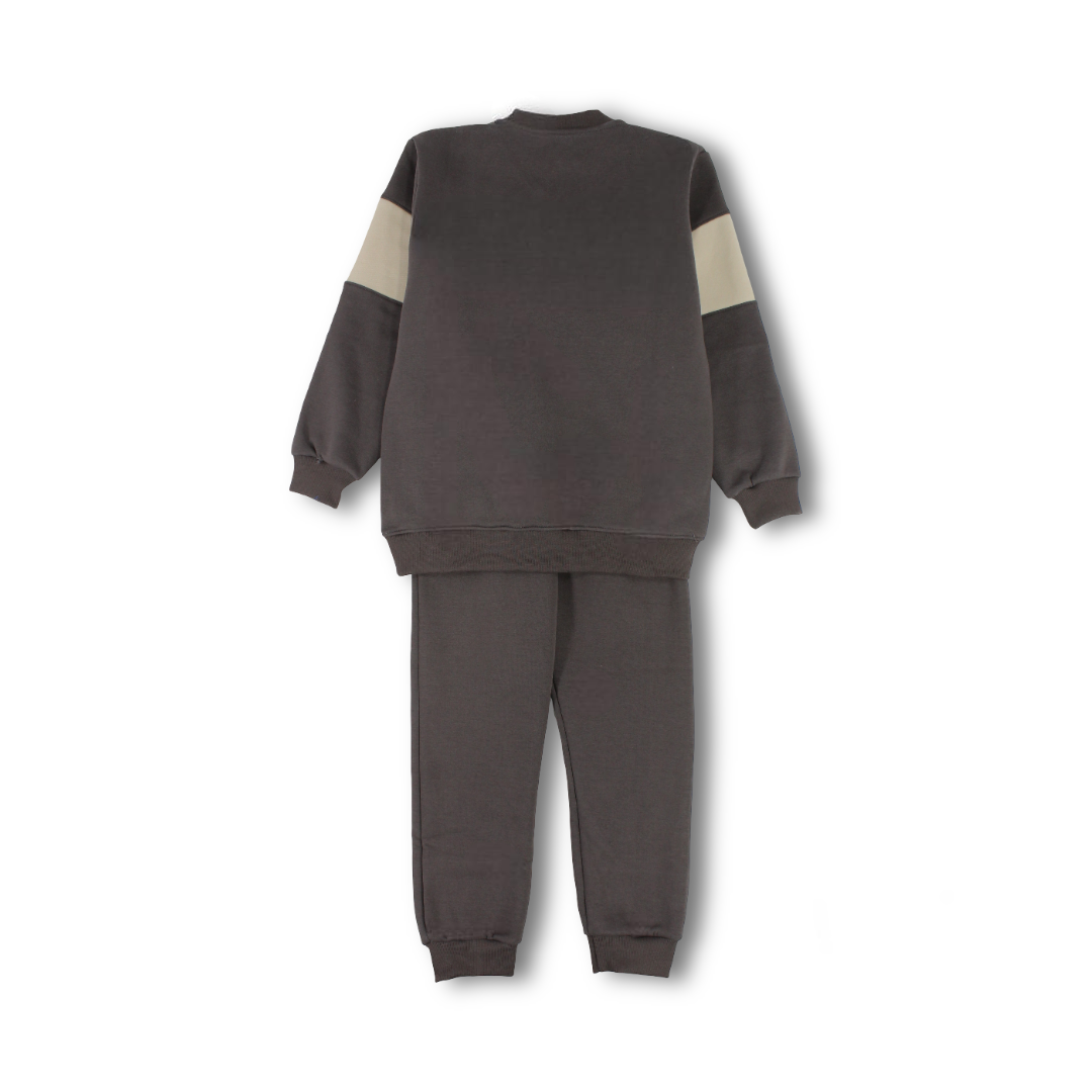Boys Long-Sleeved Pajama – Brown with "One" Print