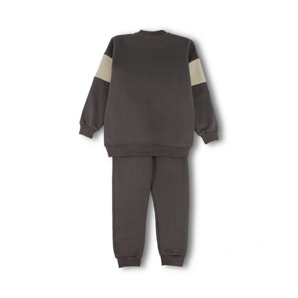Boys Long-Sleeved Pajama – Brown with "One" Print