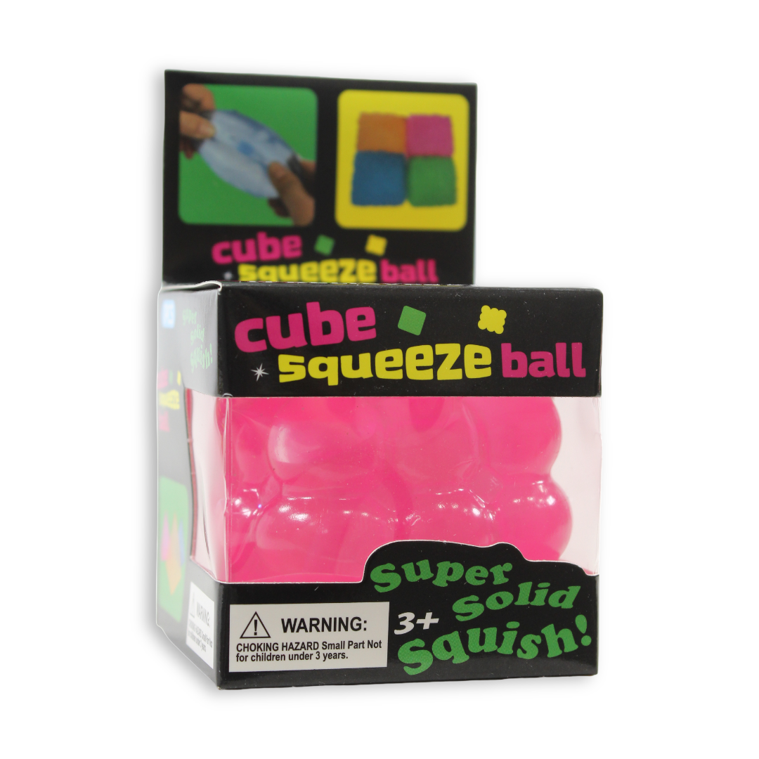 Bingo Transparent Cube Squishy Toy – Pink, 5 Cm