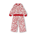 Girls Cotton Long-Sleeved Pajama – Off-White with Ribbons & Bows Print