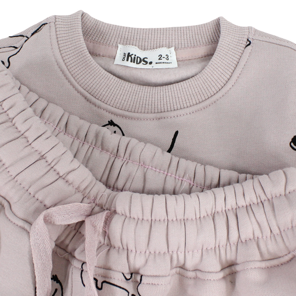 Boys Long-Sleeved Pajama – Dusty Pink with Dogs Print