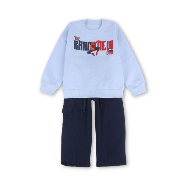 Boys Cotton Long-Sleeved Pajama Set with Spider-Man Print