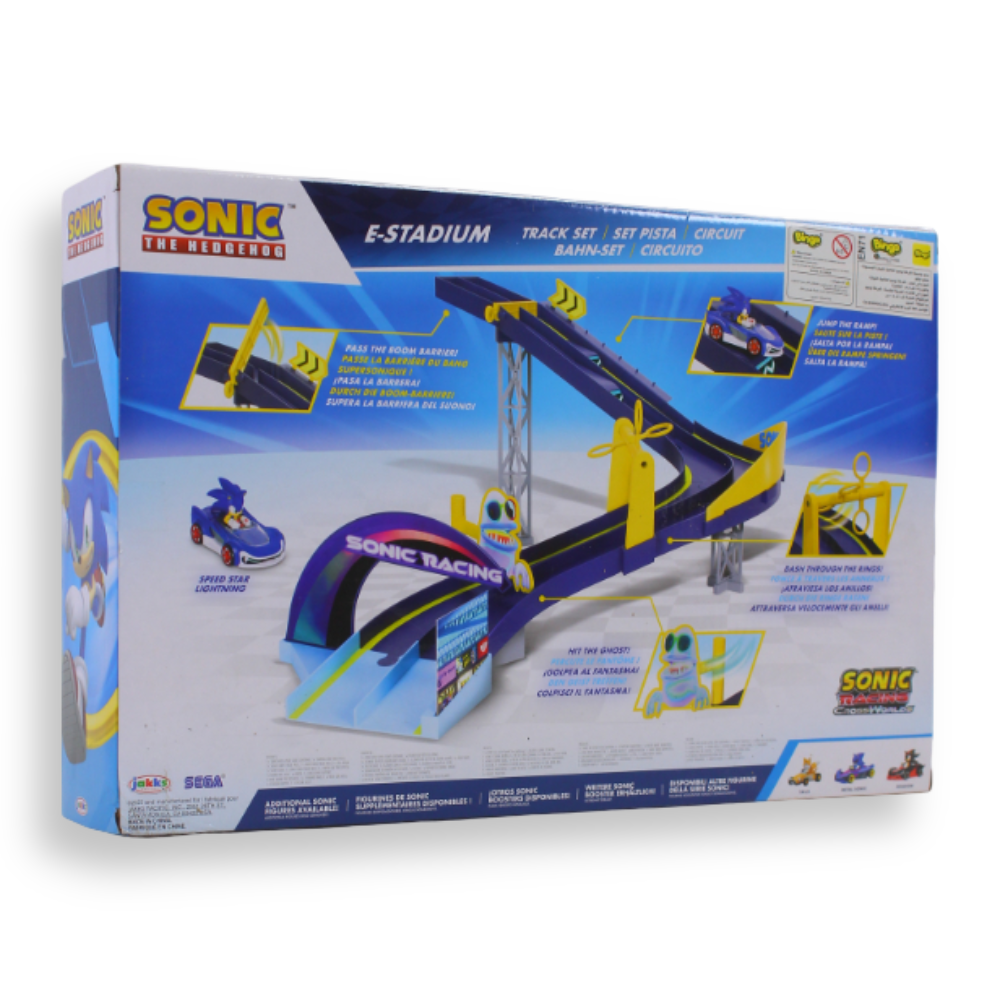 Jakks Games: Sonic the Hedgehog - Sonic with 1:64 Die Cast Vehicle Speed Star Lightning E-Stadium Track Set