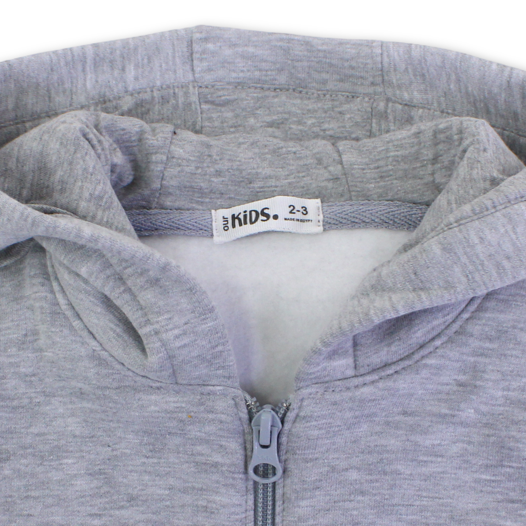 Unisex Kids Zip-Up Hoodie – Grey