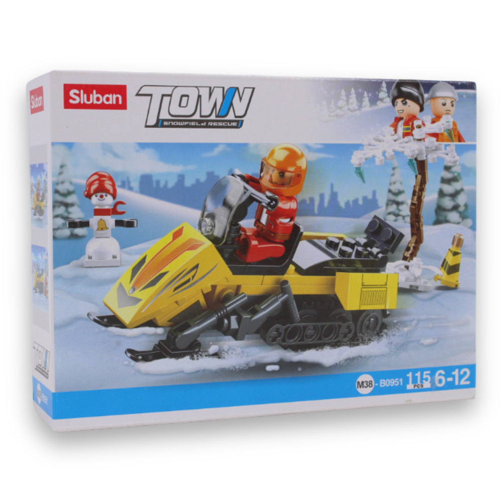 Town Snowfield Rescue Snowmobile Building Set – 115 Pieces