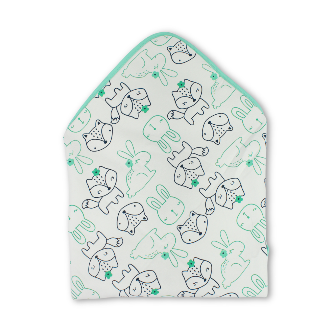 Unisex Baby Blanket – Mint with Cute Print