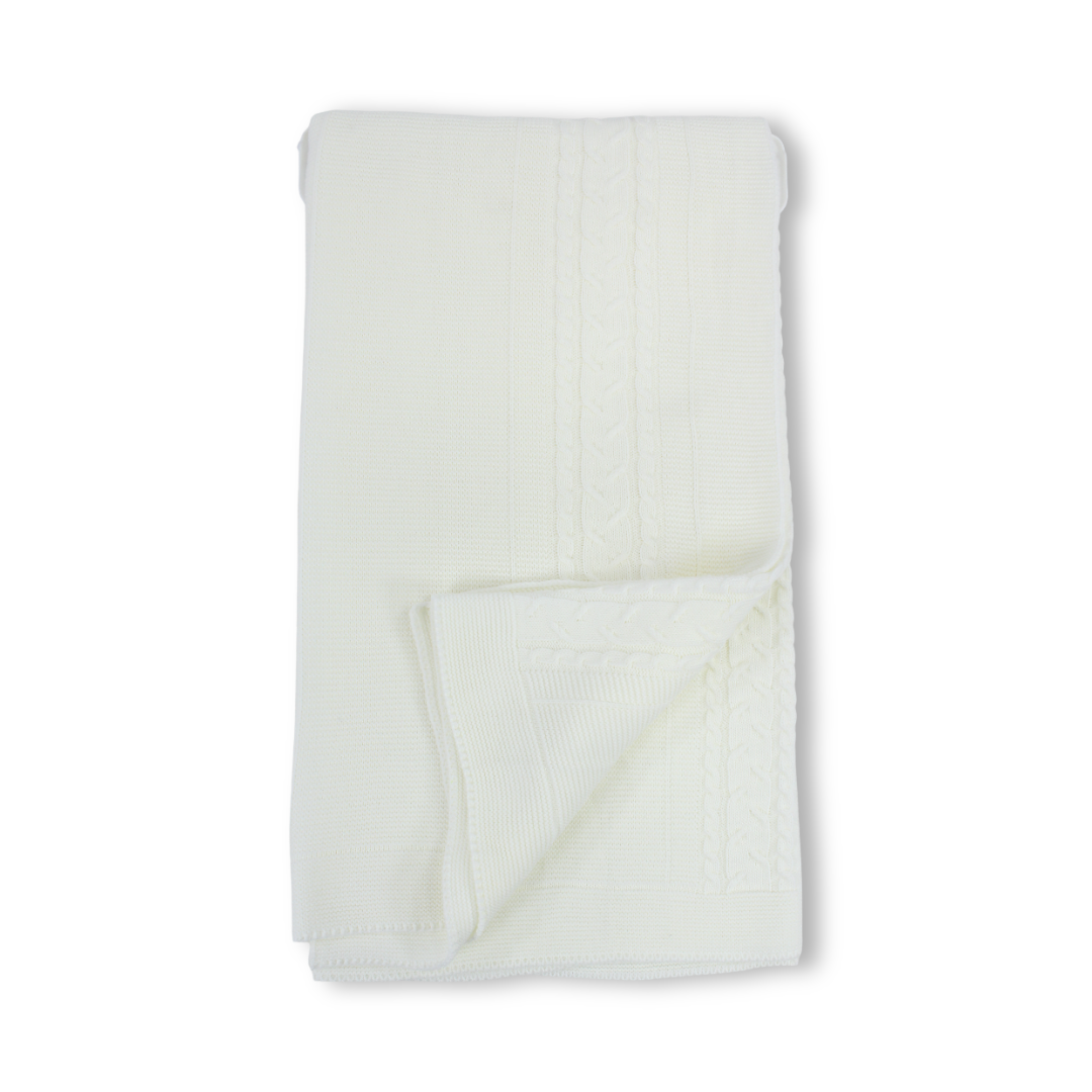 Unisex Baby Knitted Blanket – Off-White