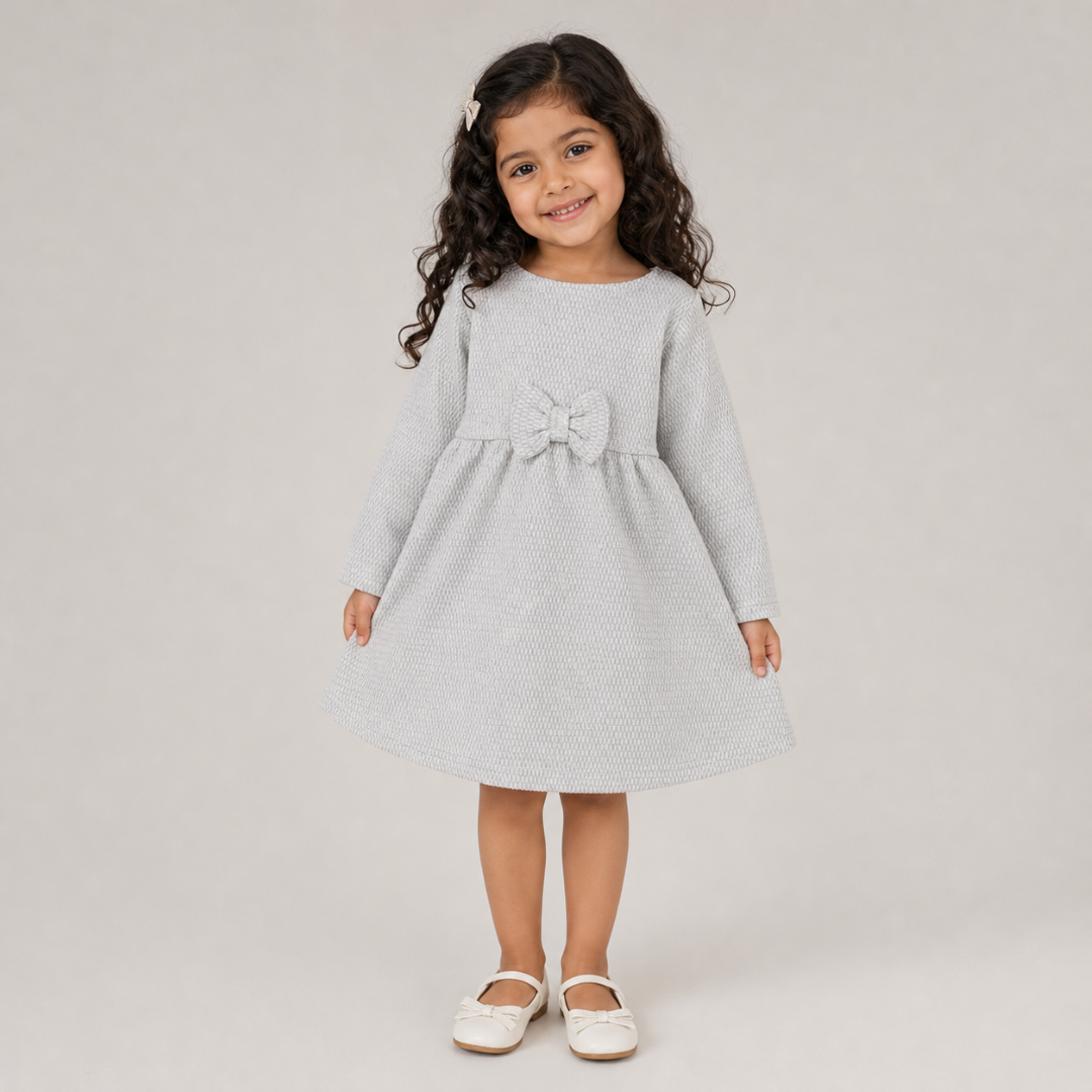 Baby Girls Long-sleeved Dress – Grey