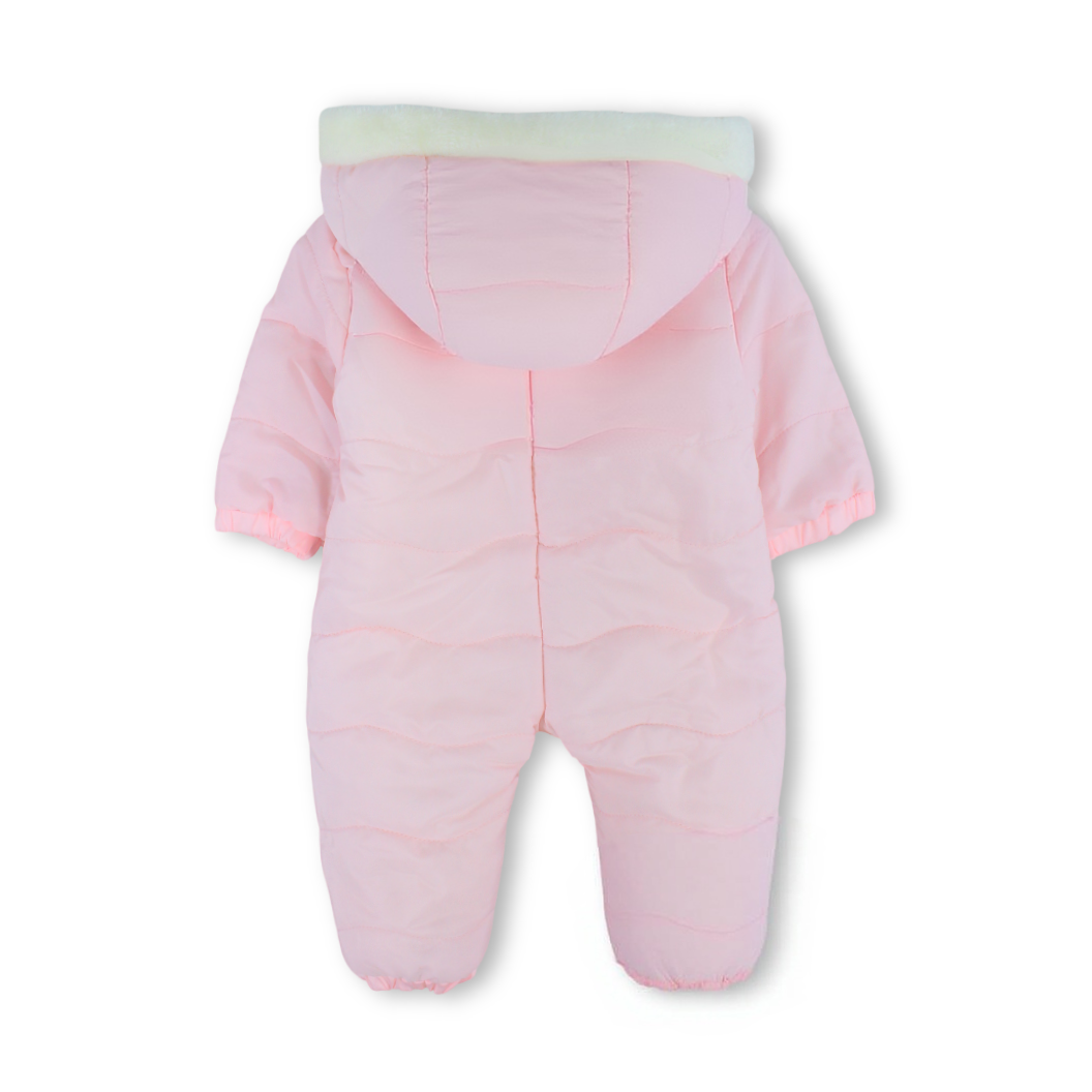 Baby Girls Padded Long-sleeved Baby Footie With Castle Embroidery